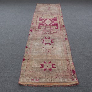 Alfombra de corredor, alfombra turca, alfombra vintage, alfombra Herki, alfombra decorativa, alfombra naranja de 81 x 318 cm, alfombra de cocina de lana, 1843