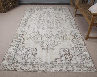 Vintage Turkish Rug, 6x9 ft Oushak Rug, Large Living Room Carpet