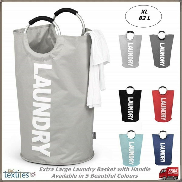 Hand Stitched Hand Carry New Large Folding Laundry Basket Bag Washing Fabric Collapsible Storage Hamper