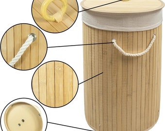 Bamboo Laundry Basket Foldable Hamper Basket Hand Made Laundry Clothes Storage Washing Bin Basket Hamper