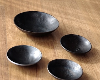 Hand forged iron bowls – 6th Anniversary gift, steel trinket bowl for crystal charging, incense and jewellery.