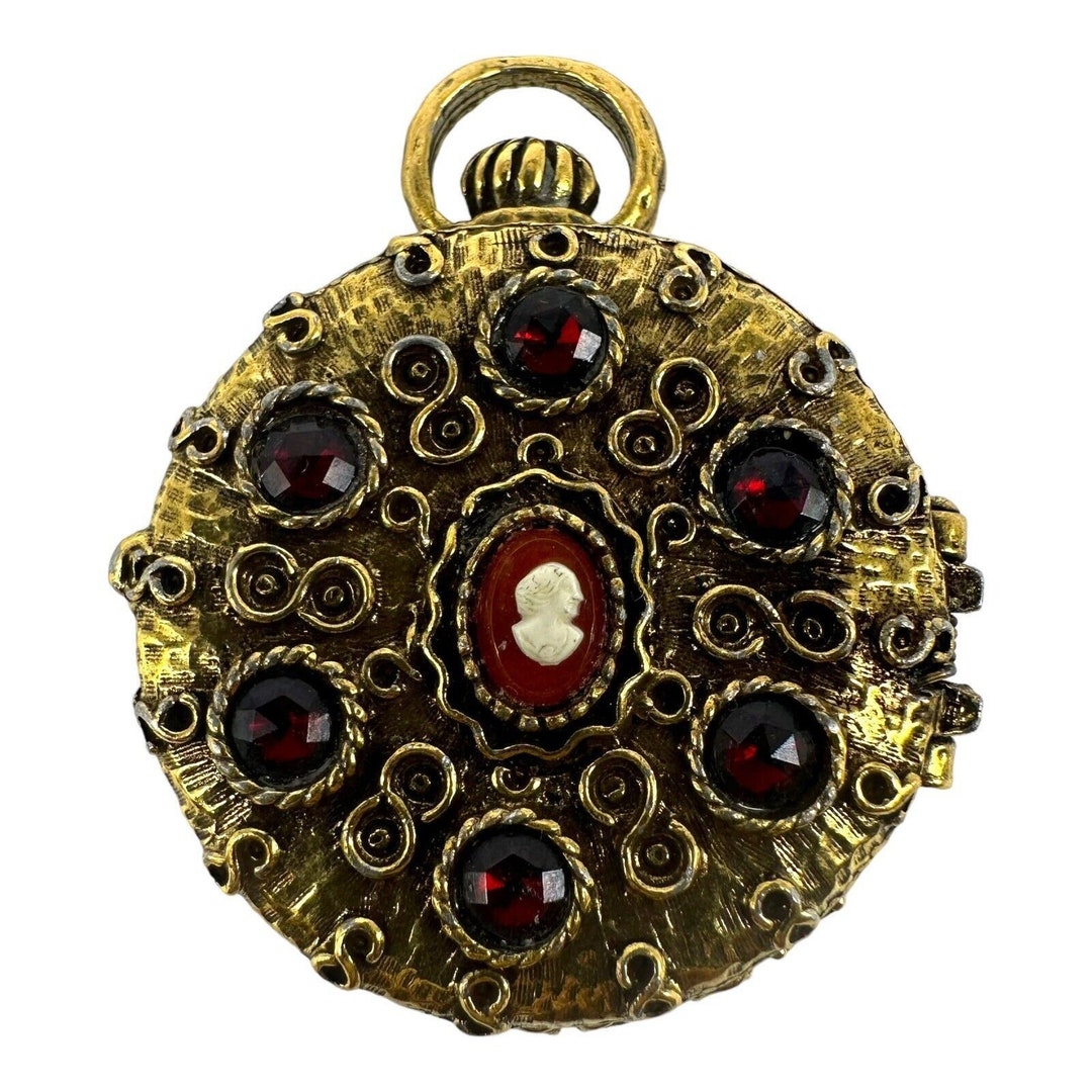 Vintage Mary Chess Pocket Watch Style Purse Size Solid Perfume Locket