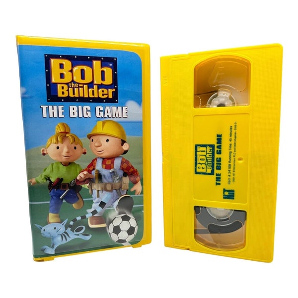 Bob the Builder - The Big Game VHS 2002 Clam Shell Case Yellow Tape Cartoon Film