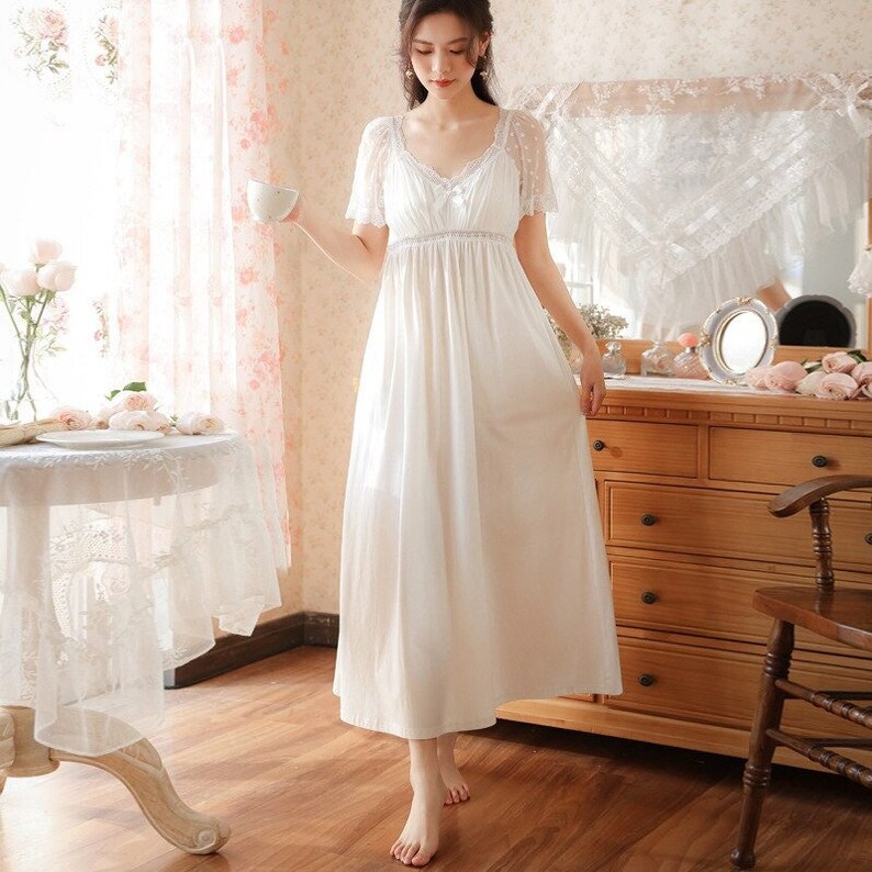 Victorian Sleepwear White Cottagecore Sleepwear Victorian Etsy Canada