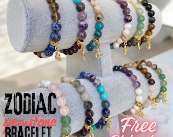 Handmade Zodiac Gemstone Bracelet: Personalized Astrology Gift