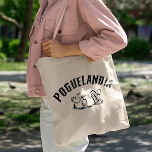 Poguelandia Graphic Tote Bag: Trendy Y2K Cotton Shopper