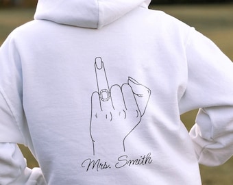 Sweat-shirt pour la mariée, cadeau de mariage personnalisé, cadeau de mariée personnalisé, cadeau d'enterrement de vie de jeune fille ou de jeune garçon, sweat à capuche pour femme fiancée