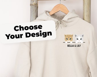 Personalized Cat Drawing Sweatshirt | Custom Cat Name | Gift for Mother | Cat Lover T-Shirt