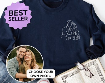 Retrato personalizado de foto a camisa, sudadera con foto de contorno, foto personalizada, retrato personalizado, sudadera con capucha de pareja, camisa de pareja, sudadera con capucha de pareja