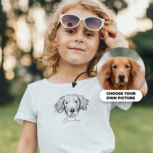 Custom Pet Portrait Kids T-shirt | T-shirt With Pet Photo and Name | Custom Pet Kid Hoodie, Custom Cat Shirt Using Pet Photo + Name