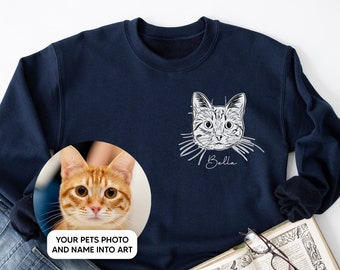 Chemise personnalisée de portrait d’animal de compagnie, T-shirt avec photo et nom d’animal de compagnie, sweat à capuche personnalisé pour animaux de compagnie, chemise de chat personnalisée utilisant la photo d’animal de compagnie + nom, pull portrait de chien