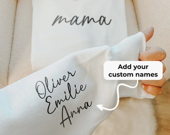 Custom Mama Sleeve Print Sweatshirt & Hoodie | Mothers Day Gift | Gift for Mom | Custom Sleeve Print Hoodie | Custom Sweatshirt