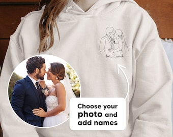 Custom portrait from photo to shirt, outline photo sweatshirt, Custom Photo, custom name, Couple Hoodie, Couple Shirt, Couple Hoodie