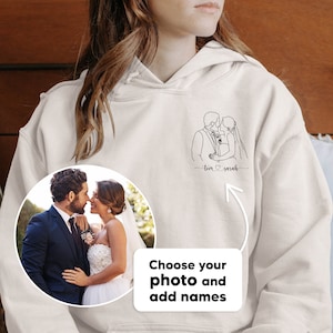 Custom portrait from photo to shirt, outline photo sweatshirt, Custom Photo, custom name, Couple Hoodie, Couple Shirt, Couple Hoodie