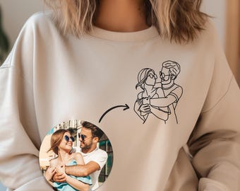 Custom portrait from photo to shirt, outline photo sweatshirt, Custom Photo, custom portrait, Couple Hoodie, Couple Shirt, Couples Hoodie
