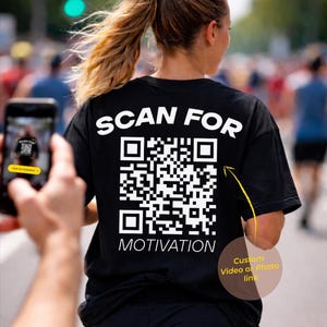 Camiseta de maratona com código QR: Camiseta de corrida interativa (link personalizado)
