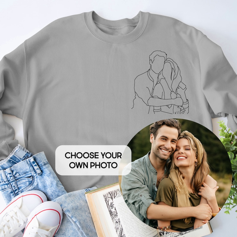 Benutzerdefiniertes Paar Familie One Line Zeichnung Geschenk, Valentinstag Personalisiert, Hochzeitstag Geschenk, Einzel Porträt vom Foto, Benutzerdefinierte Linie Bild 2