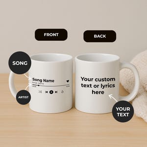Unique Custom Mug with Your Music Playlist - Your Custom Mug, Personalized Mug, Music Playlist Mug, Custom Music Design Mug