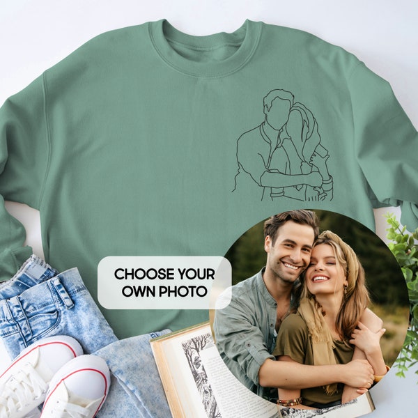 Custom portrait from photo to shirt, outline photo sweatshirt, Custom Photo, custom portrait, Couple Hoodie, Couple Shirt, Couple Hoodie