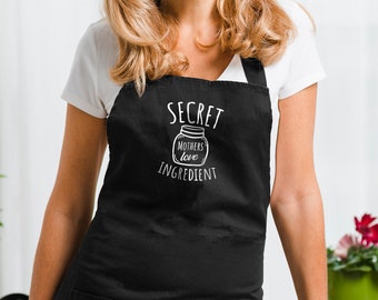 Secret Ingredient is mothers love, gift for mom, SECRET INGREDIENT DESIGN, apron for kitchen, Mothers love apron