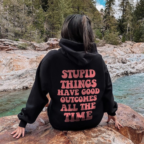 Quote Hoodie Oversized Graphic Sweatshirt, Y2K Aesthetic Crewneck, Trendy Streetwear Pullover, VSCO Girl Clothes, Aesthetic Words