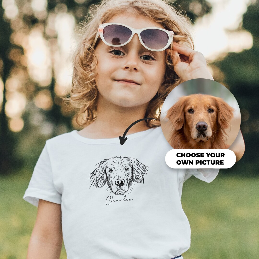 Custom Pet Portrait Kids Tshirt Tshirt With Pet Photo and Name Custom