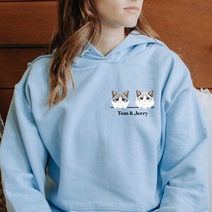 Sudadera para amantes de los gatos: Dibujo personalizado - Impresión de nombre personalizada imagen 3