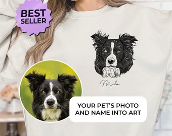 Custom Pet Portrait shirt, T-shirt with pet photo and name, custom pet hoodie, Custom cat shirt Using Pet Photo + Name, Dog Portrait Sweater