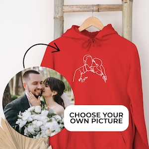 Personalisiertes Porträt vom Foto zum Hemd, Umriss-Foto-Sweatshirt, benutzerdefiniertes Porträt, Paar Hoodie, personalisiertes Hemd, Geschenk zum Tag der Frauen