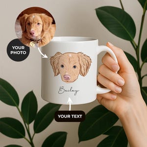 カスタム手描きペットマグカップ、写真からパーソナライズされた漫画ペットの肖像画、犬と猫のマグギフト、マグにカスタムペットの絵、動物愛好家へのギフト