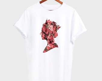 T-shirt à silhouette florale de la reine Elizabeth : Souvenir royal