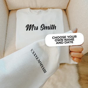 Last name personalized Fiance Sweatshirt Engagement gift for her Bride to be gift Custom new engaged image 1