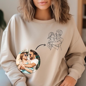 Custom Couple Outline Portrait Shirt - Personalized One Line Drawing