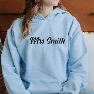 Last name personalized Fiance Sweatshirt Engagement gift for her Bride to be gift Custom new engaged image 3