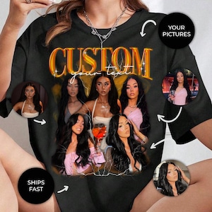 Chemise bootleg personnalisée petite amie, chemise petit ami, chemise avec visage petite amie, t-shirt vintage photo personnalisé, image femme personnalisée, chemise mari
