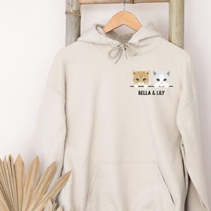 Sudadera para amantes de los gatos: Dibujo personalizado - Impresión de nombre personalizada imagen 2