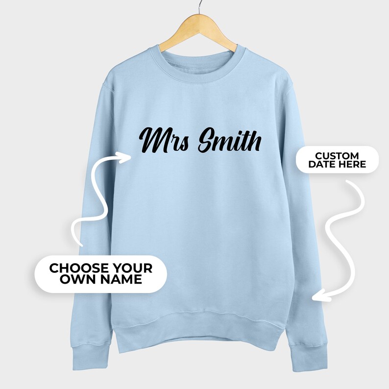 Last name personalized Fiance Sweatshirt Engagement gift for her Bride to be gift Custom new engaged image 6