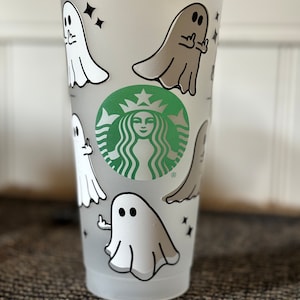Eff you, boo! Halloween Acrylic Starbucks cup/tumbler with lid | middle finger ghost cup