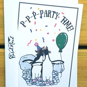 Penguin Party Birthday Card Handmade