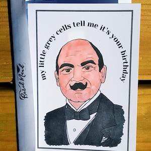 Cartão de aniversário feito à mão Poirot