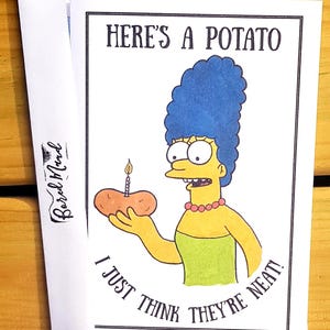 Tarjeta de cumpleaños hecha a mano de Marge Potato de Los Simpson