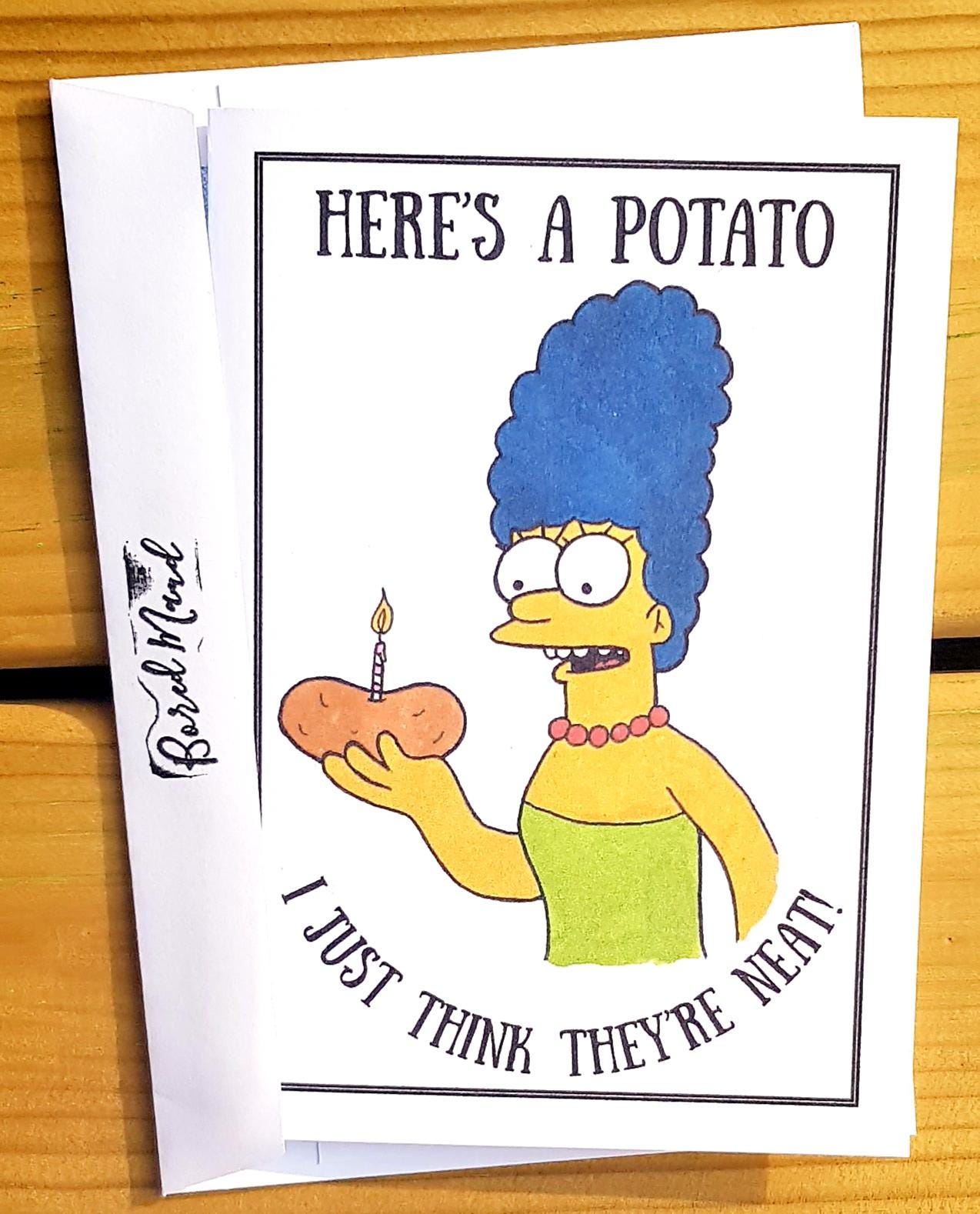 Marge Potato Handmade Birthday Card Etsy 