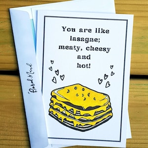 Carte faite main amour de lasagnes