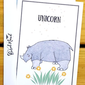 Carte drôle faite main de rhinocéros de licorne