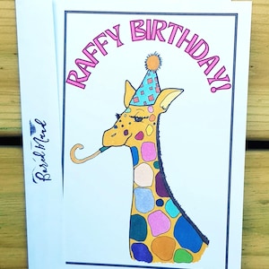 Biglietto di auguri di compleanno fatto a mano con giraffa