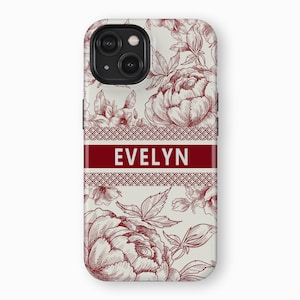 iPhone 17 Personalized Name Initial Red Toile iPhone Case, iPhone 17 Pro Max Case, iPhone 16 14 13 12 11 Pro Max Case