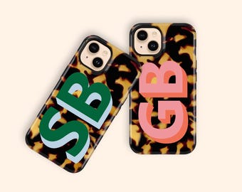 Personalized Tortoise iPhone Case, Initial Monogram