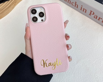 Personalized Leather iPhone Case, Custom Monogram Phone Cover