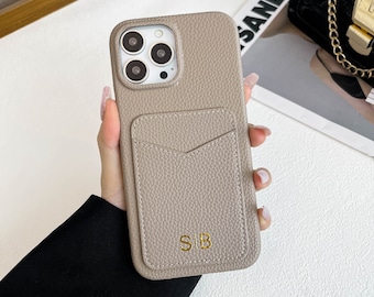 Personalized Leather iPhone Case, Card Holder