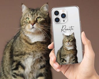 May include: A clear phone case with a tabby cat image and the name "Renata" printed on it.